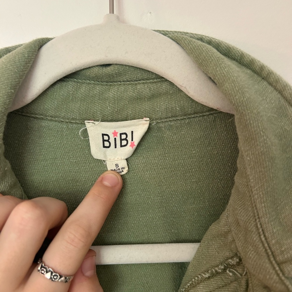 Bibi Button Down Green Jacket With Pockets, Size S - image 4